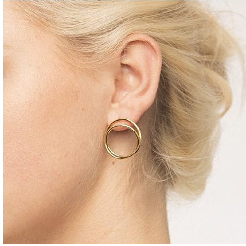 22 Kt Hallmark Real Solid Yellow Gold Twisted Circle Minimalist Hoop Earrings - Image 2