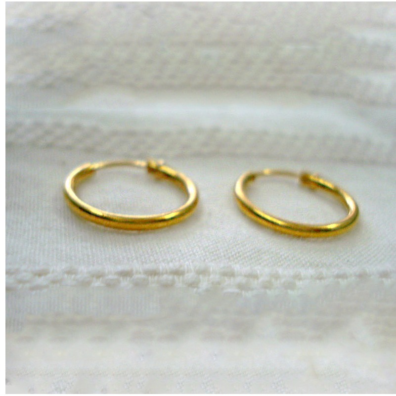 22 Kt Hallmark Real Solid Yellow Gold Traditional Infant Huggie Hoop Earrings - Image 5