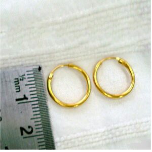 22 Kt Hallmark Real Solid Yellow Gold Traditional Infant Huggie Hoop Earrings