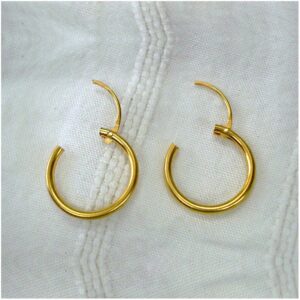 22 Kt Hallmark Real Solid Yellow Gold Traditional Infant Huggie Hoop Earrings