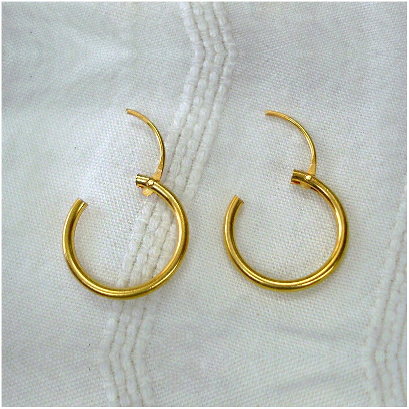 22 Kt Hallmark Real Solid Yellow Gold Traditional Infant Huggie Hoop Earrings - Image 3