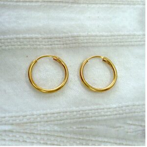 22 Kt Hallmark Real Solid Yellow Gold Traditional Infant Huggie Hoop Earrings