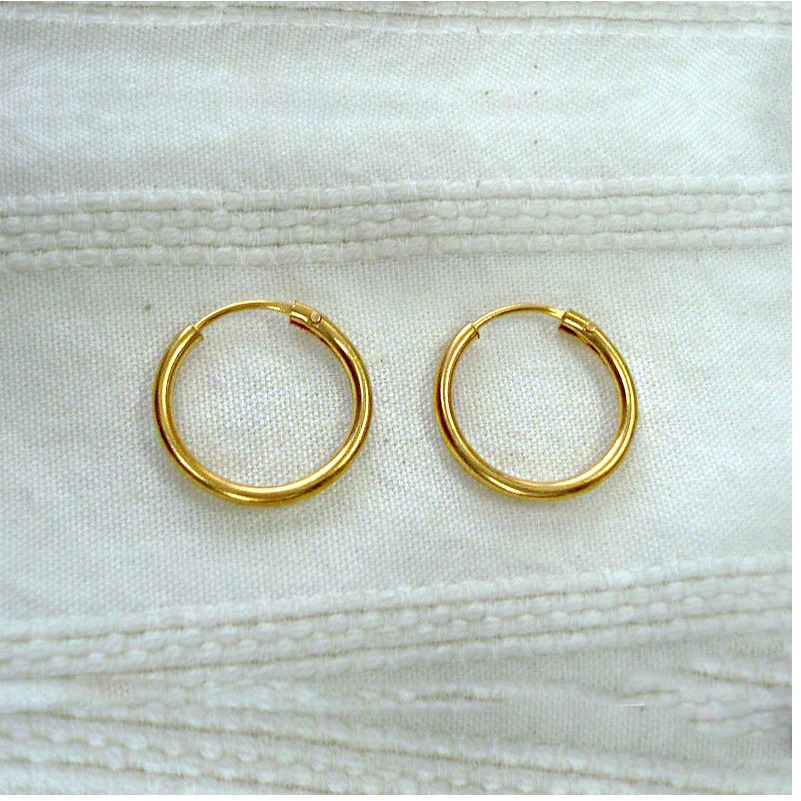 22 Kt Hallmark Real Solid Yellow Gold Traditional Infant Huggie Hoop Earrings - Image 2