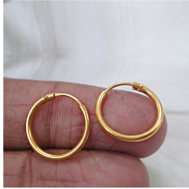 22 Kt Hallmark Real Solid Yellow Gold Traditional Infant Huggie Hoop Earrings