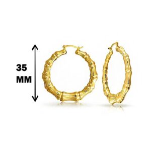Fine Jewelry 18 Kt Hallmark Real Solid Yellow Gold Bamboo Huggie Hoop Earrings