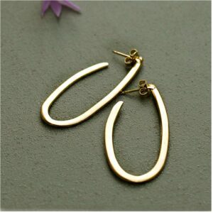 Fine Jewelry 18 K Hallmark Real Solid Yellow Gold Open Huggie Hoop Stud Earrings