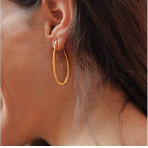 Fine Jewelry 18 K Hallmark Real Solid Yellow Gold Open Huggie Hoop Stud Earrings