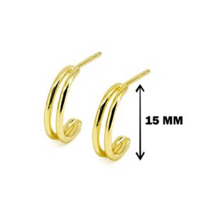 Fine Jewelry 22 Kt Hallmark Real Solid Yellow Gold Double Hoop Stud Earrings