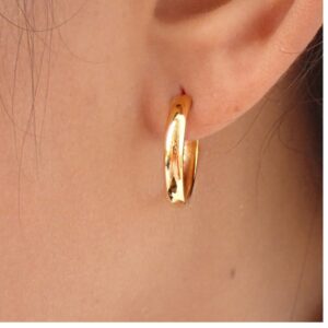 Fine Jewelry 22 Kt Hallmark Real Solid Yellow Gold Thin Huggie Hoop Earrings