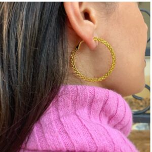 Fine Jewelry 18 Kt Hallmark Solid Yellow Gold Big Circle Huggie Hoop Earrings