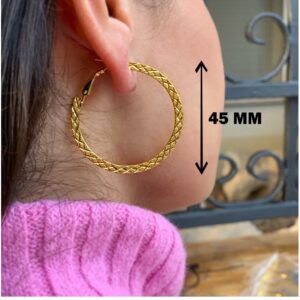 Fine Jewelry 18 Kt Hallmark Solid Yellow Gold Big Circle Huggie Hoop Earrings