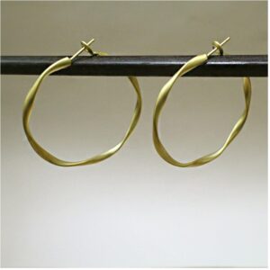 Fine Jewelry 18 Kt Hallmark Real Solid Yellow Gold Twisted Huggie Hoop Earrings