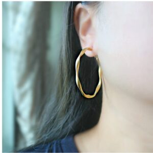 Fine Jewelry 18 Kt Hallmark Real Solid Yellow Gold Twisted Huggie Hoop Earrings