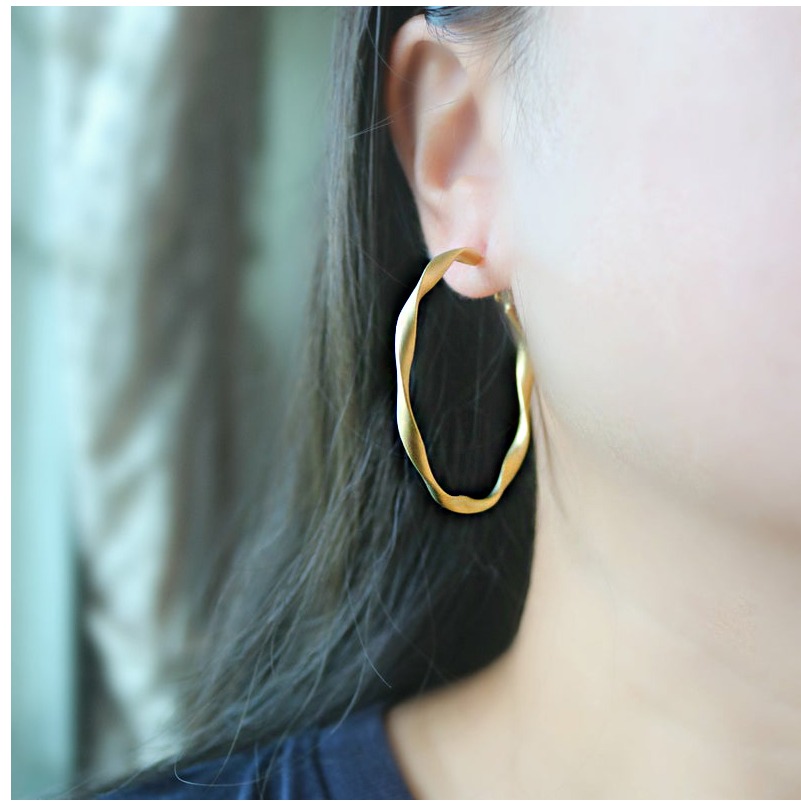 Fine Jewelry 18 Kt Hallmark Real Solid Yellow Gold Twisted Huggie Hoop Earrings