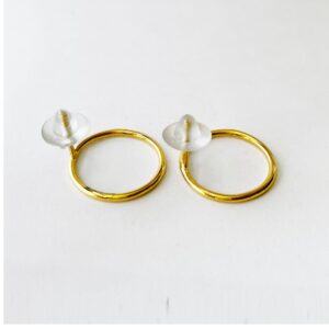 Fine Jewelry 18 Kt Hallmark Real Solid Yellow Gold Circle Hoop Stud Earrings