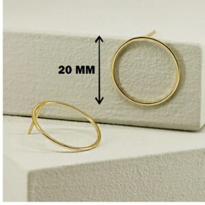 Fine Jewelry 18 Kt Hallmark Real Solid Yellow Gold Circle Hoop Stud Earrings