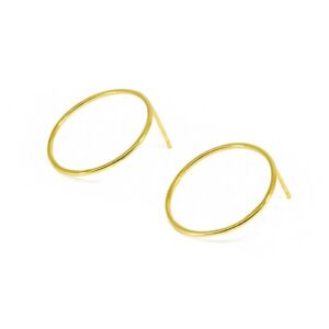 Fine Jewelry 18 Kt Hallmark Real Solid Yellow Gold Circle Hoop Stud Earrings