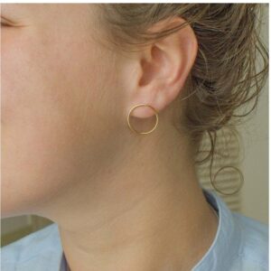 Fine Jewelry 18 Kt Hallmark Real Solid Yellow Gold Circle Hoop Stud Earrings