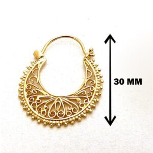 18 K Hallmark Real Solid Yellow Gold Filigree Boho Women's Hoop Earrings 10 Gms