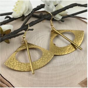 18 Kt Real Solid Yellow Gold Fan Gold Bar Drop Boho Women's Hook Earrings 14 Gm