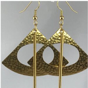 18 Kt Real Solid Yellow Gold Fan Gold Bar Drop Boho Women's Hook Earrings 14 Gm