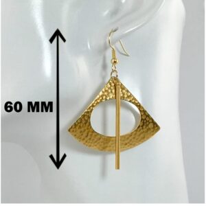 18 Kt Real Solid Yellow Gold Fan Gold Bar Drop Boho Women's Hook Earrings 14 Gm