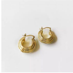 18 Kt Hallmark Real Solid Yellow Gold Chunky Women's Huggie Hoop Earrings 10 Gms