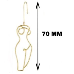 18 Kt Real Solid Yellow Gold Picasso Female Sculpture Body Hook Earrings 12