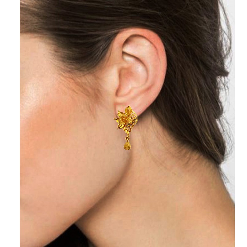 22 Kt Solid Yellow Gold Dangle Drop Classy Screw Back Women'S Earrings 10 Grams - Image 2