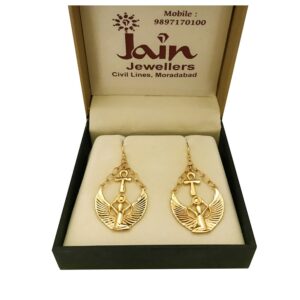 Fine Jewelry 18 Kt Hallmark Solid Yellow Gold Cross Hook Dangle Drop Earrings