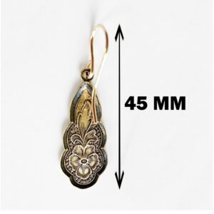 18 Kt Real Solid Yellow Gold Victorian Art Nouveau Dangle Drop Women'S Earrings