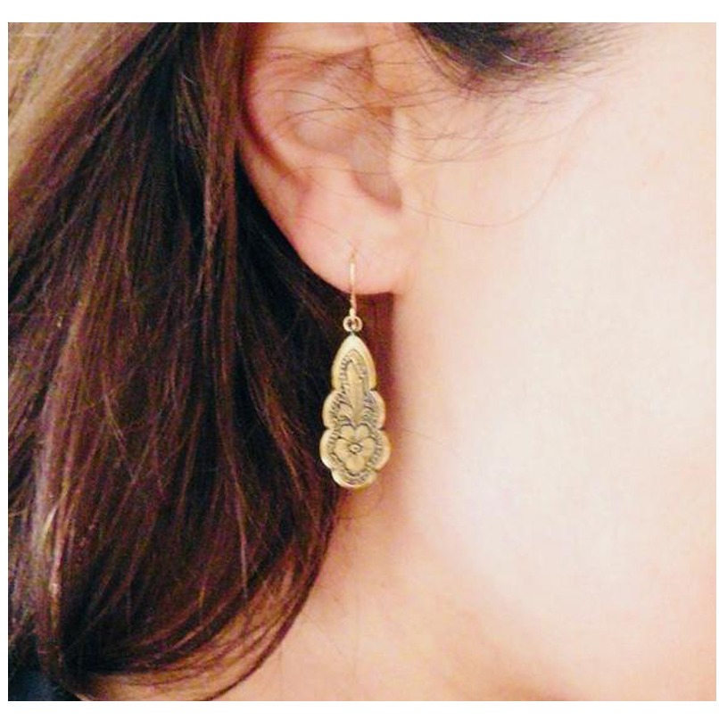 18 Kt Real Solid Yellow Gold Victorian Art Nouveau Dangle Drop Women'S Earrings - Image 2