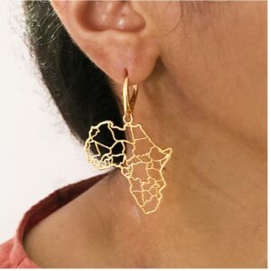 Fine Jewelry 18 Kt Solid Yellow Solid Gold Africa Map Drop Earrings 10.290 Grams