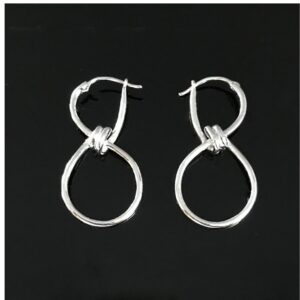 Fine Jewelry 18 Kt Real Solid White Gold 8 Shape Dangle Drop Earrings 10.610 Gms