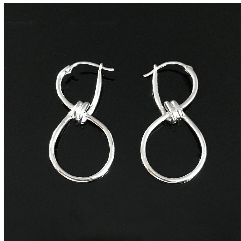 Fine Jewelry 18 Kt Real Solid White Gold 8 Shape Dangle Drop Earrings 10.610 Gms