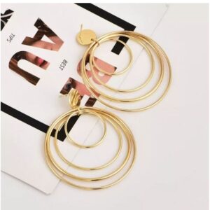 Fine Jewelry 18 Kt Hallmark Real Solid Yellow Gold Round Circles Drop Earrings