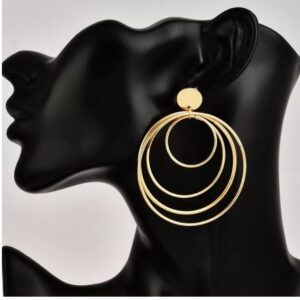 Fine Jewelry 18 Kt Hallmark Real Solid Yellow Gold Round Circles Drop Earrings