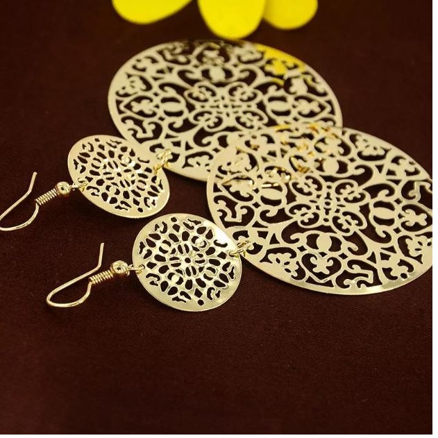 Fine Jewelry 18 Kt Hallmark Real Solid Yellow Gold Vintage Hook Drop Earrings - Image 3