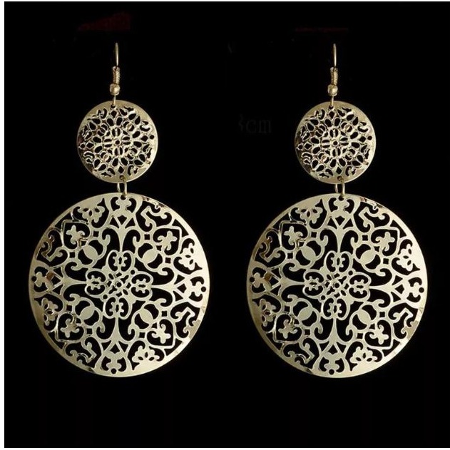 Fine Jewelry 18 Kt Hallmark Real Solid Yellow Gold Vintage Hook Drop Earrings - Image 2