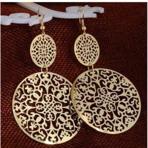 Fine Jewelry 18 Kt Hallmark Real Solid Yellow Gold Vintage Hook Drop Earrings