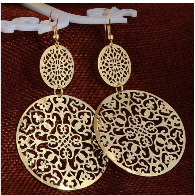 Fine Jewelry 18 Kt Hallmark Real Solid Yellow Gold Vintage Hook Drop Earrings