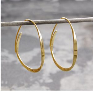 Fine Jewelry 22 Kt Hallmark Real Solid Yellow Gold Hoop Dangle Drop Earrings