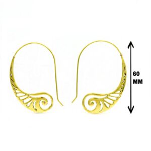 18 Kt Hallmark Real Solid Yellow Gold Tribal Boho Hoop Dangle Drop Earrings