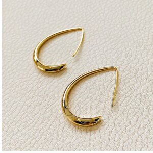 22 Kt Hallmark Real Solid Yellow Gold Dangle Drop Huggie Hoop Earrings