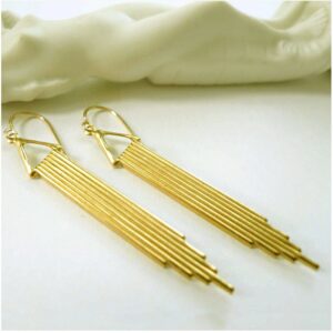 18 Kt Real Solid Yellow Gold Chrysler Building NYC Souvenir Dangle Drop Earrings