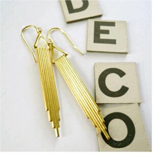 18 Kt Real Solid Yellow Gold Chrysler Building NYC Souvenir Dangle Drop Earrings