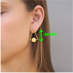 22 Kt Hallmark Real Solid Yellow Gold Triangle Geometric Dangle Drop Earrings