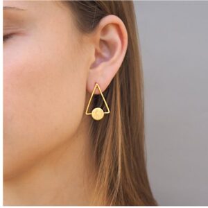 22 Kt Hallmark Real Solid Yellow Gold Triangle Geometric Dangle Drop Earrings