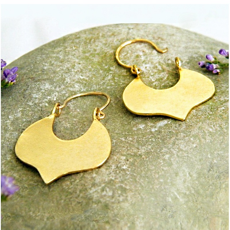 Fine Jewelry 18 Kt Hallmark Real Solid Yellow Gold Leaf Dangle Drop Earrings - Image 5