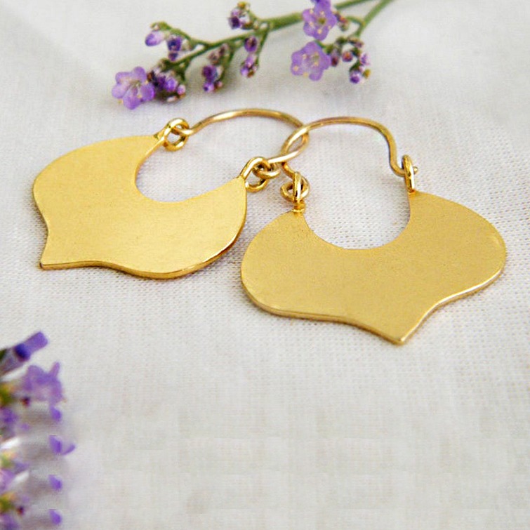 Fine Jewelry 18 Kt Hallmark Real Solid Yellow Gold Leaf Dangle Drop Earrings - Image 3